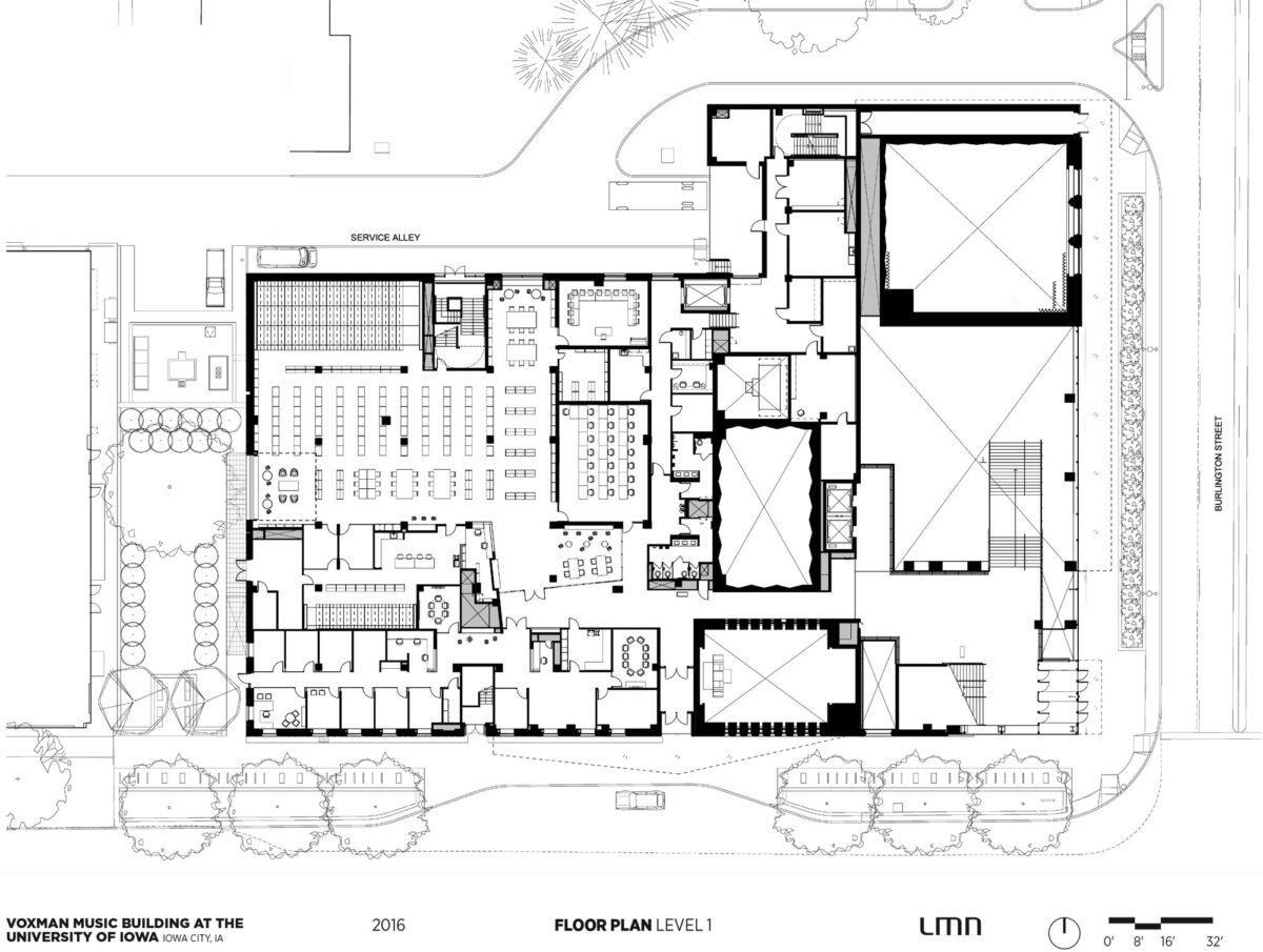 Voxman Music Building, University of Iowa - Floor Plan, Level 1
