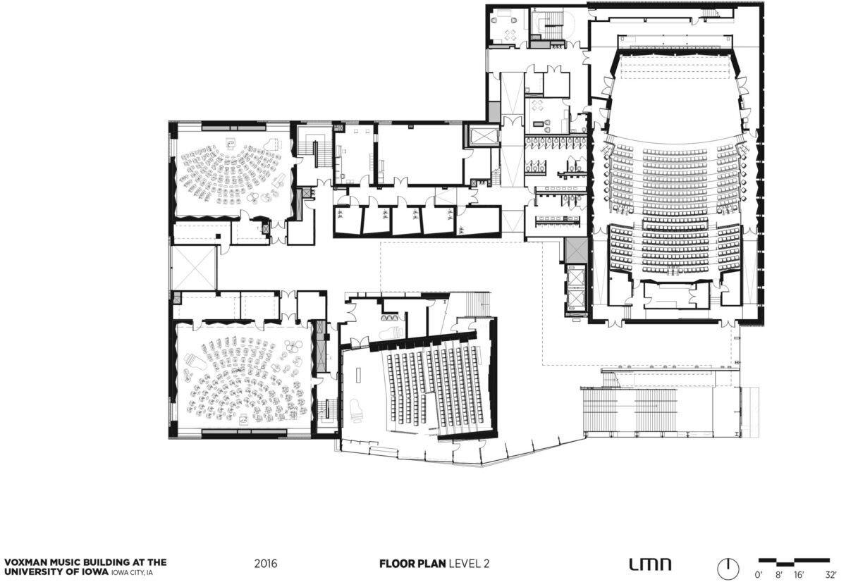 Voxman Music Building, University of Iowa - Floor Plan, Level 2