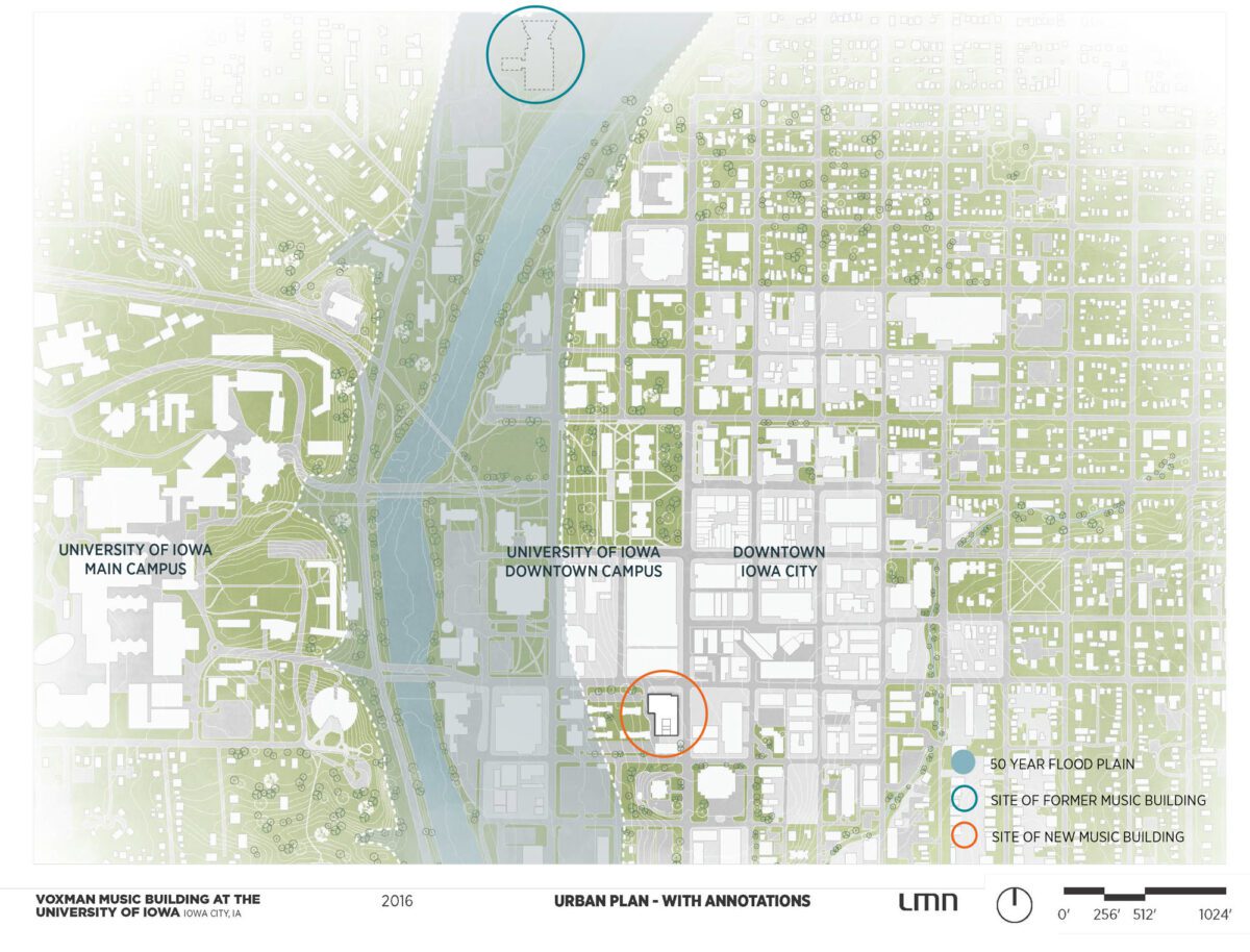 Voxman Music Building, University of Iowa - Urban Plan with Annotations