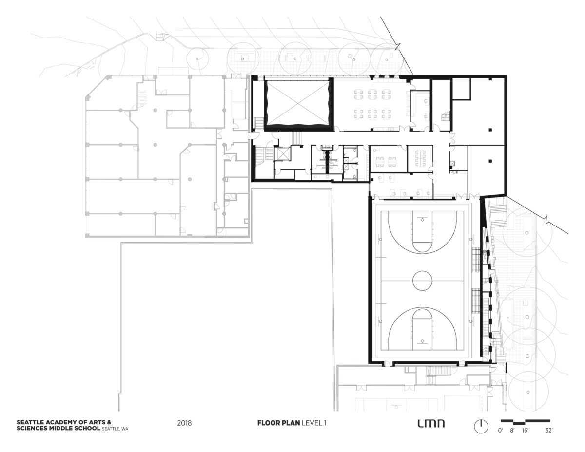 Seattle Academy of Arts & Sciences Middle School - Floor Plan, Level 1