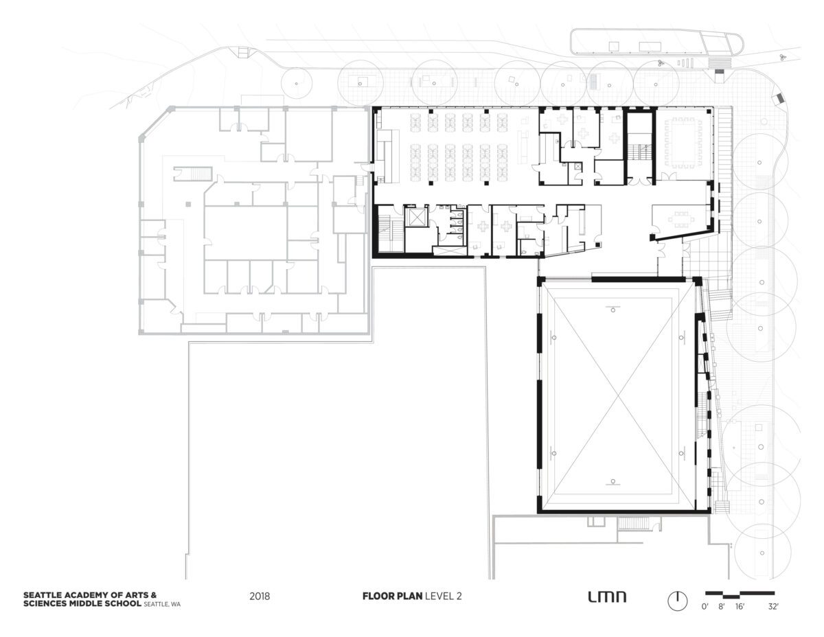 Seattle Academy of Arts & Sciences Middle School - Floor Plan, Level 2