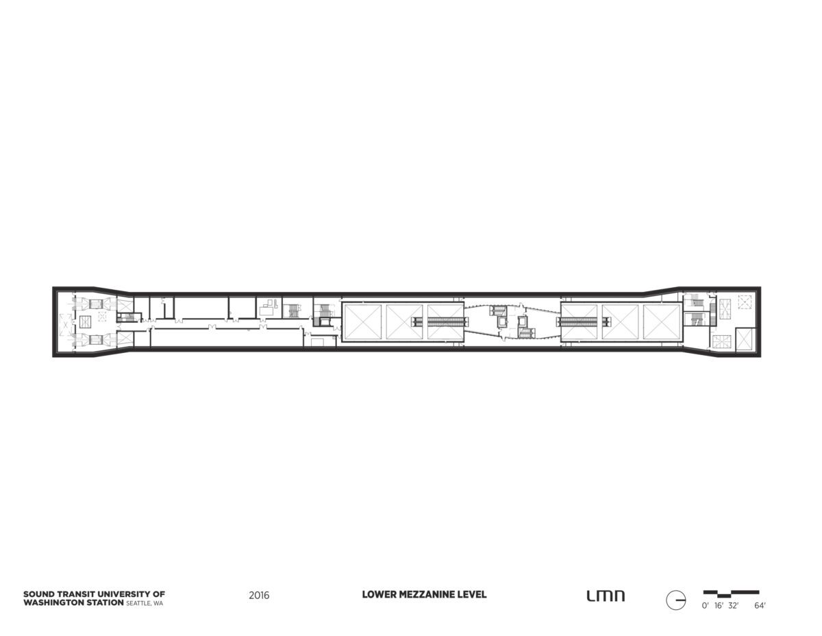 Sound Transit University of Washington Station - Floor Plan, Lower Mezzanine Level