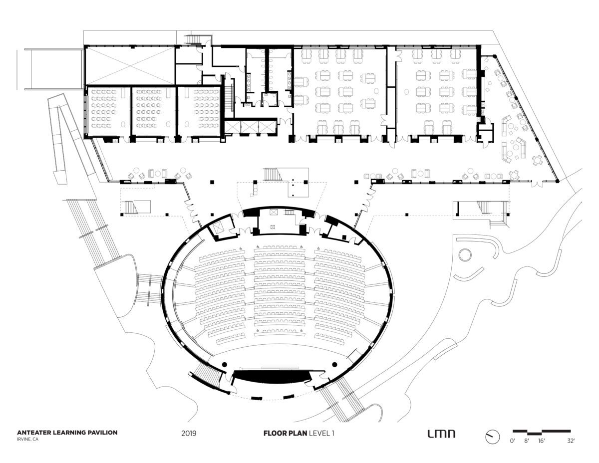 Anteater Learning Pavilion, University of California, Irvine - Floor Plan, Level 1