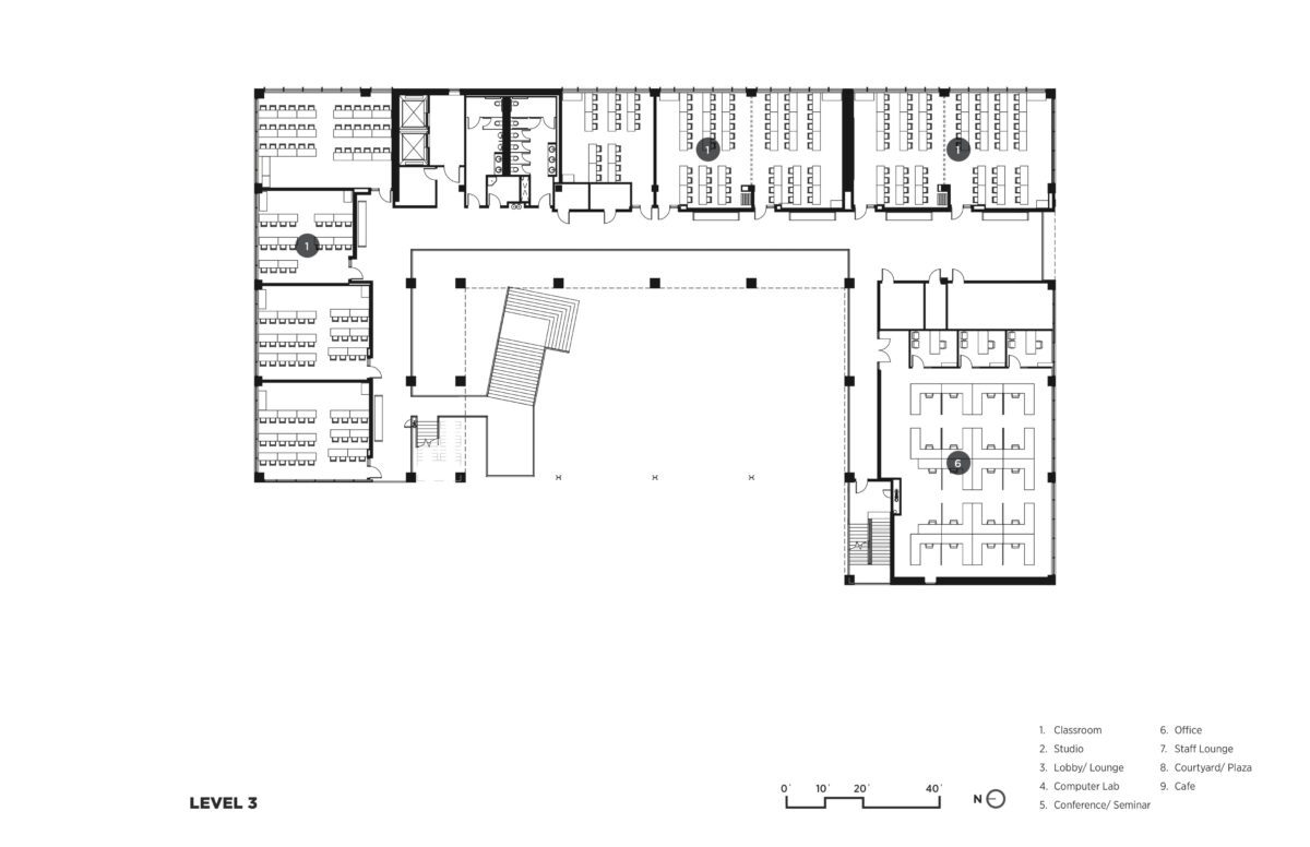 Division of Continuing Education Building, University of California, Irvine - Floor Plan, Level 3
