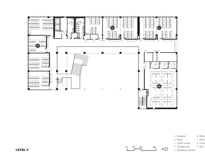 Division of Continuing Education Building, University of California, Irvine - Floor Plan, Level 3