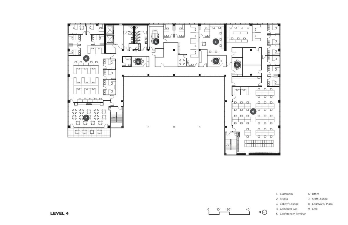Division of Continuing Education Building, University of California, Irvine - Floor Plan, Level 4