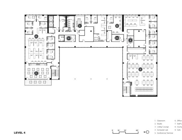 Division of Continuing Education Building, University of California, Irvine - Floor Plan, Level 4