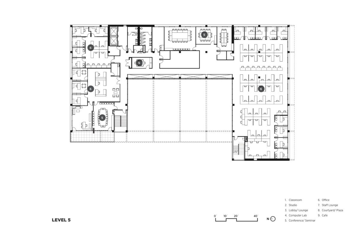 Division of Continuing Education Building, University of California, Irvine - Floor Plan, Level 5