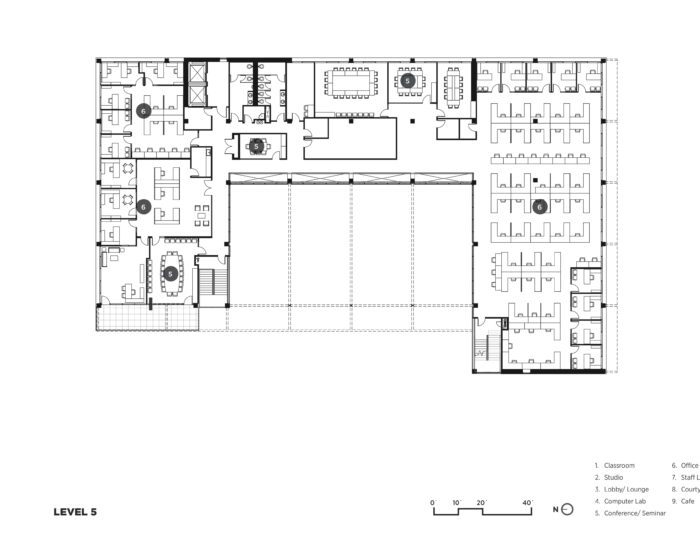 Division of Continuing Education Building, University of California, Irvine - Floor Plan, Level 5