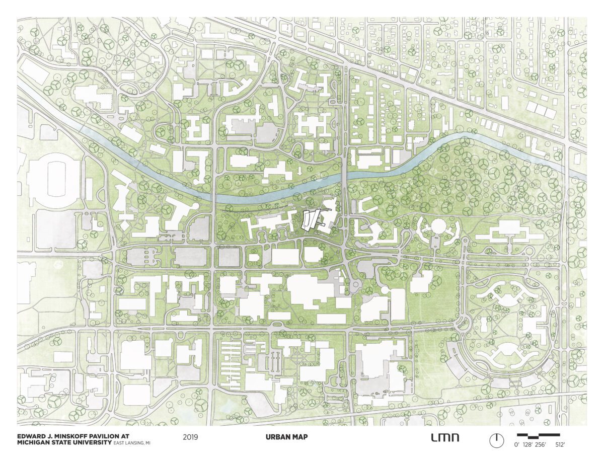 Edward J. Minskoff Pavilion, Michigan State University - Urban Map