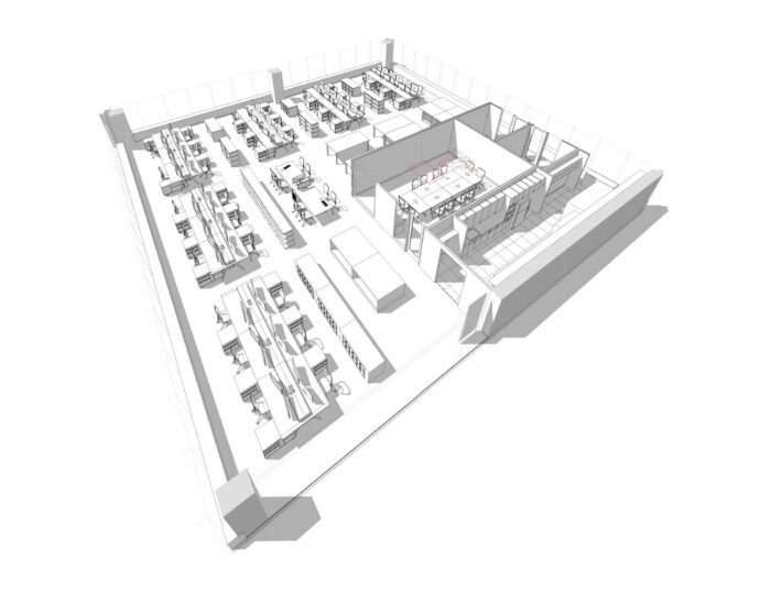 Diagram of half of a floor at LMN