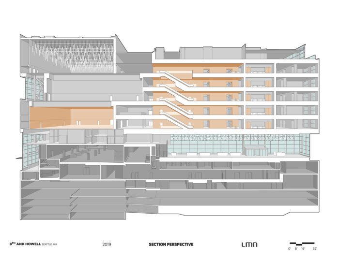 Downtown Seattle Hotel - Section Perspective