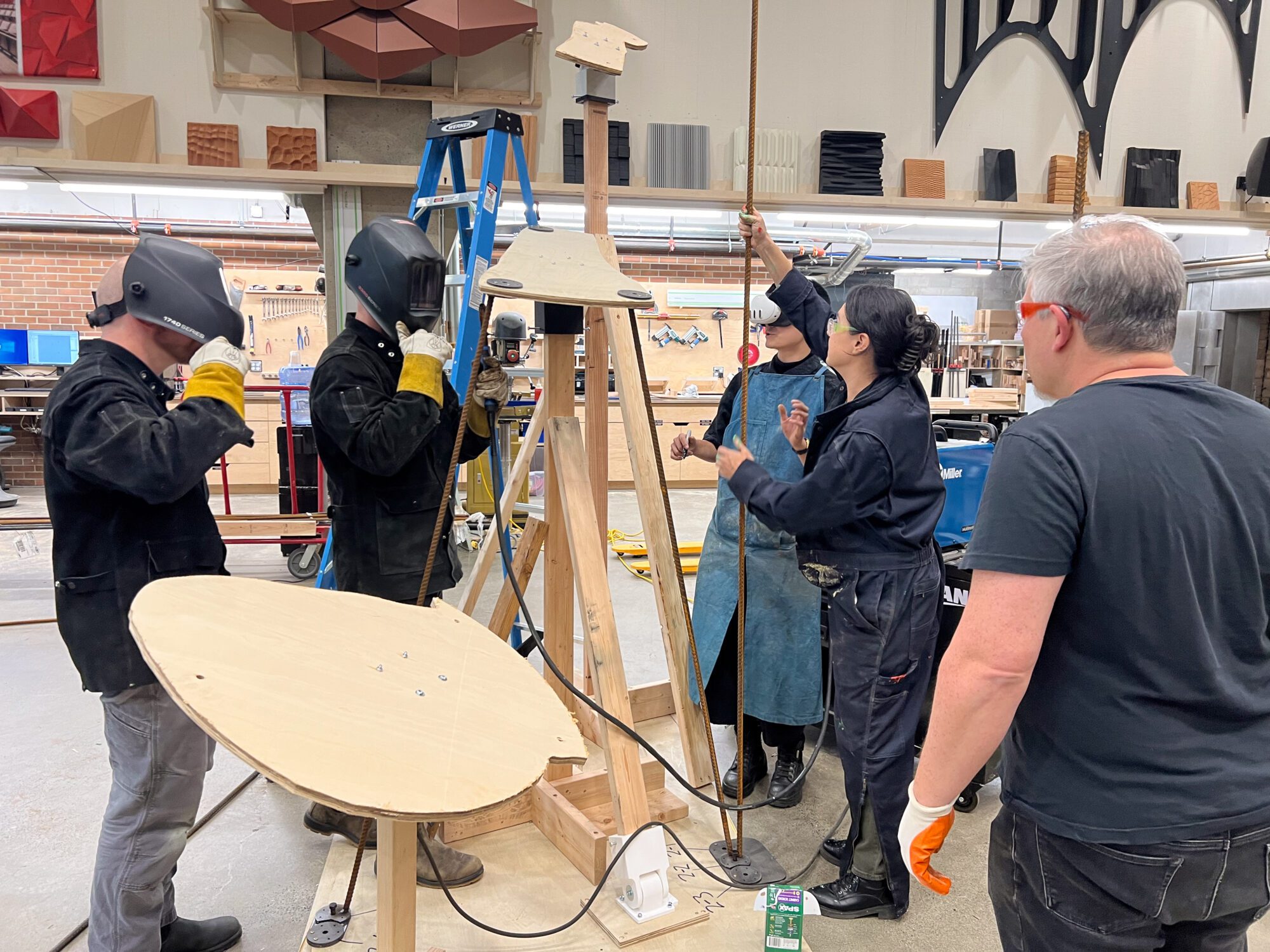 Fabrication team assembles one segment of the The Kick